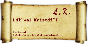 Lévai Kristóf névjegykártya